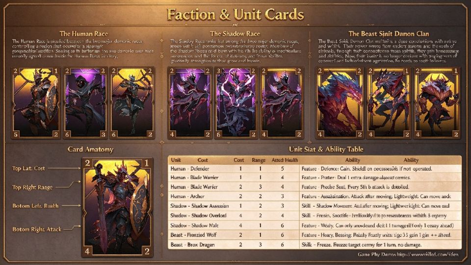 Age of War Card Game Factions and Unit Cards