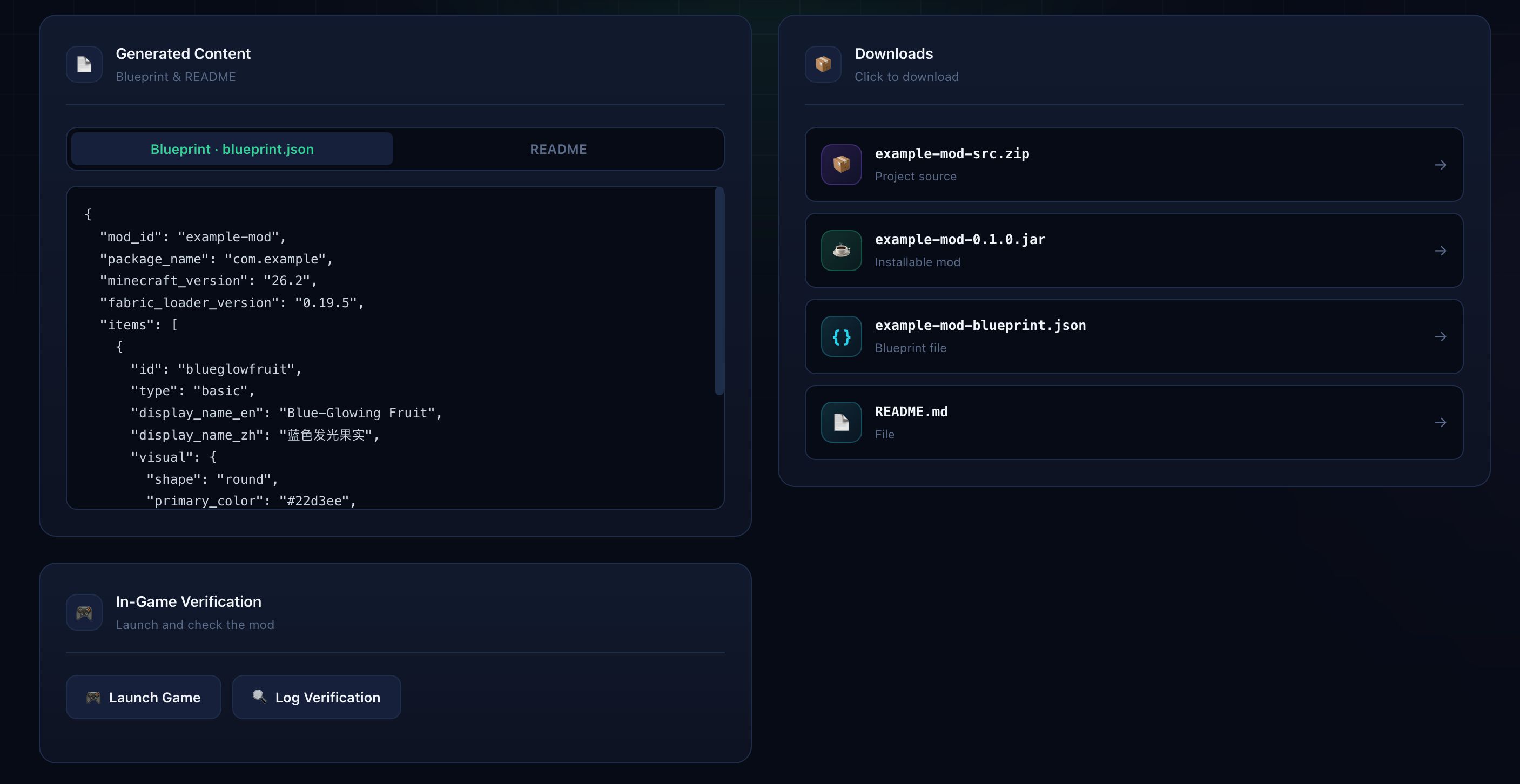 ModSmith generated content and downloads
